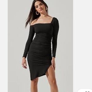 Astr Asymmetrical Ruched Bodycon Dress